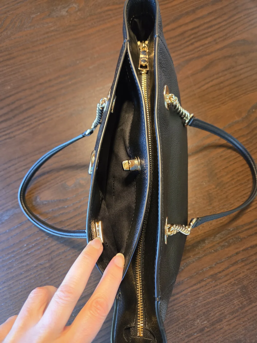 COACH Black Pebbled Leather Turnlock Chain Tote Bag 27 - Style 57107